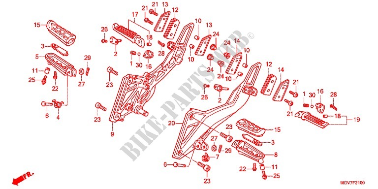 REPOSE PIED pour Honda CBR 600 F ABS WHITE de 2012