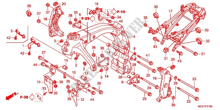 CADRE pour Honda CBR 600 F ABS de 2012