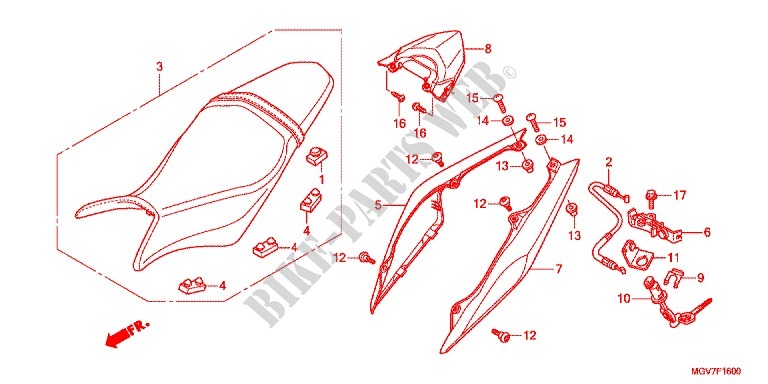 SELLE   CARENAGE ARRIERE pour Honda CBR 600 F ABS de 2012