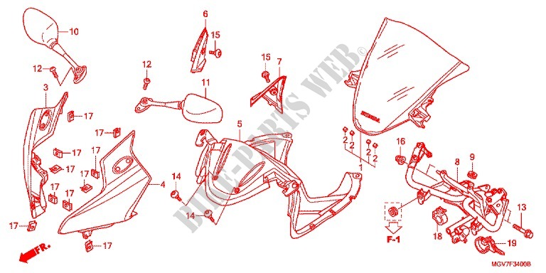 TETE DE FOURCHE pour Honda CBR 600 F ABS de 2012