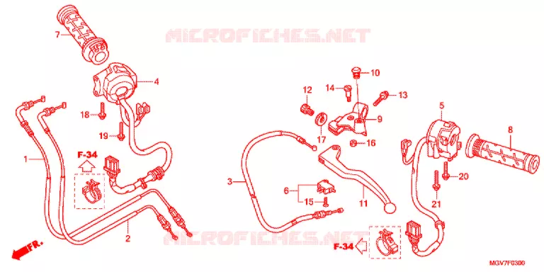 LEVIER DE GUIDON - CABLE - COMMODO Honda MOTO 600 CBR 2012  CBR600FC
