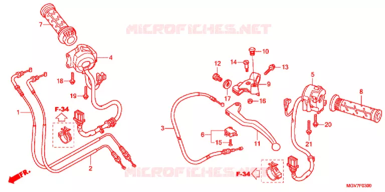 LEVIER DE GUIDON - CABLE - COMMODO Honda MOTO 600 CBR 2012  CBR600FC