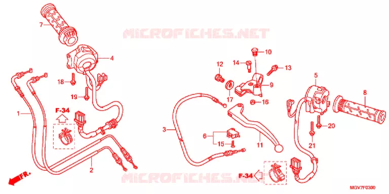 LEVIER DE GUIDON - CABLE - COMMODO Honda MOTO 600 CBR 2012  CBR600FC