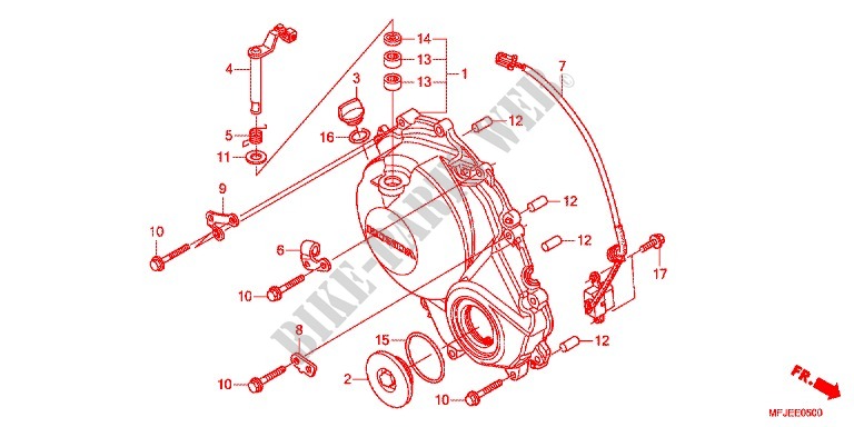CARTER MOTEUR DROIT pour Honda CBR 600 RR VERMELHO de 2012