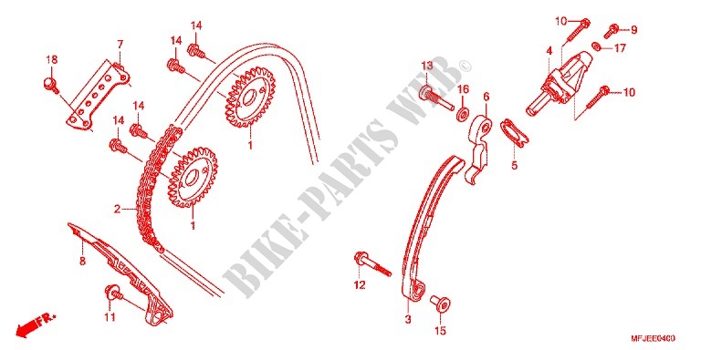 CHAINE DE DISTRIBUTION   TENDEUR pour Honda CBR 600 RR VERMELHO de 2012