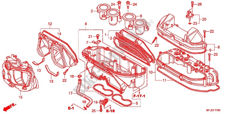 FILTRE A AIR pour Honda CBR 600 RR VERMELHO de 2012