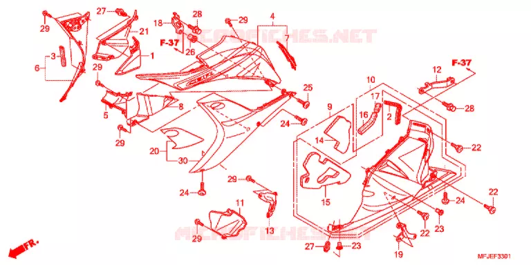 CARENAGES INFERIEUR (G.) Honda MOTO 600 CBR 2012  CBR600RRC