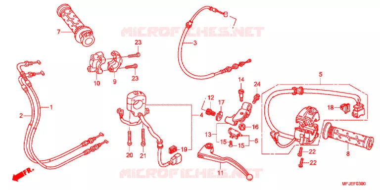 LEVIER DE GUIDON - CABLE - COMMODO Honda MOTO 600 CBR 2012  CBR600RRC