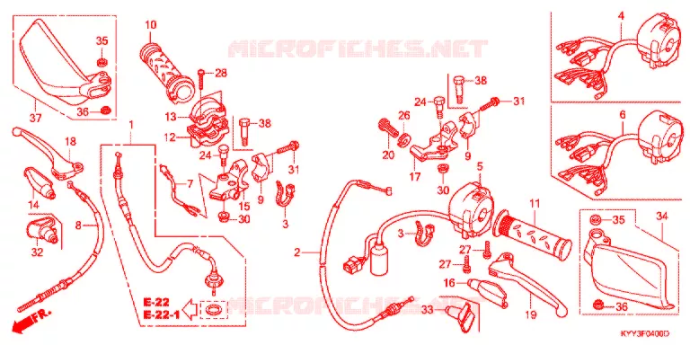 LEVIER DE GUIDON - CABLE - COMMODO (1) Honda MOTO 125 ACE 2012  CGX125SHC_C