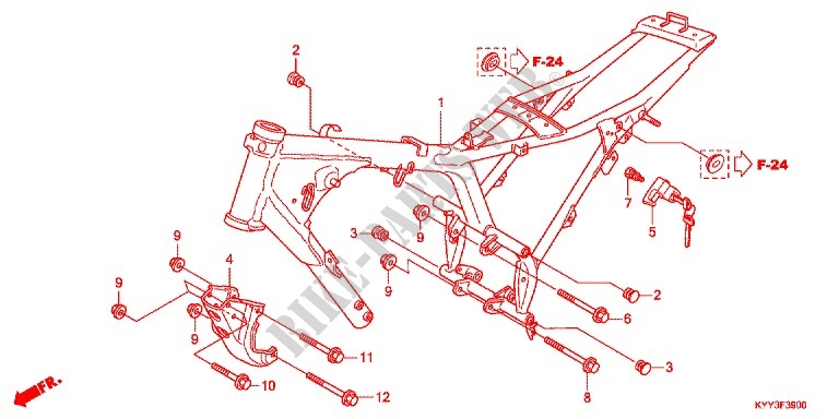 CADRE (1) pour Honda ACE 125 SPOKED WHEELS de 2012