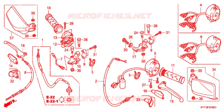 LEVIER DE GUIDON - CABLE - COMMODO (1) Honda MOTO 125 ACE 2012  CGX125SHC_S