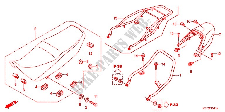 SELLE   CARENAGE ARRIERE (2) pour Honda CB 125 RADIOS RUEADA de 2013