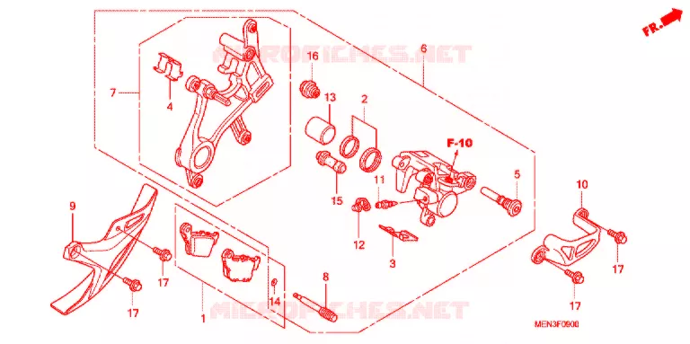 ETRIER DE FREIN ARRIERE Honda MOTO 450 CRF 2012  CRF450RC