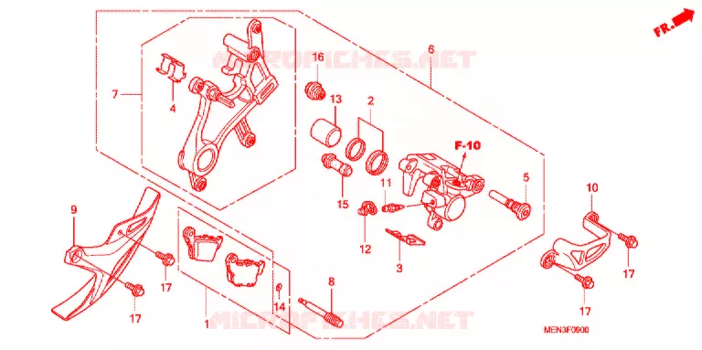 ETRIER DE FREIN ARRIERE Honda MOTO 450 CRF 2012  CRF450RC