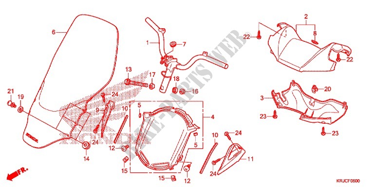 GUIDON   CARENAGE pour Honda S WING 125 de 2012