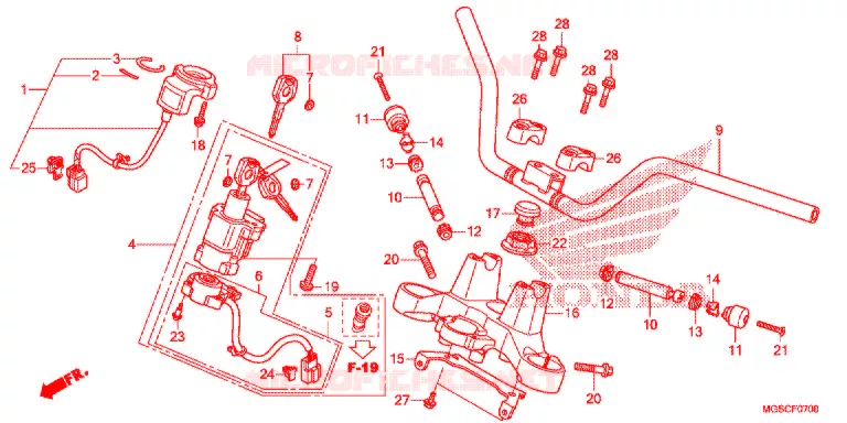 GUIDON - TE DE FOURCHE Honda MOTO 700 INTEGRA 2012  NC700DC