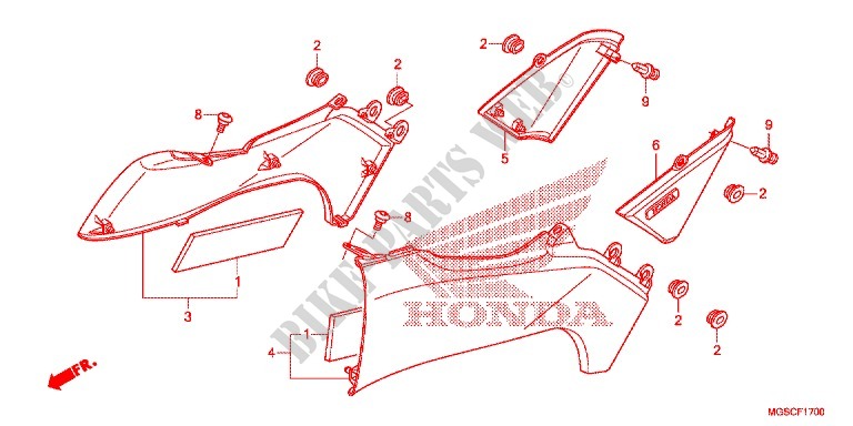 COUVERCLES LATERAUX pour Honda INTEGRA 700 35KW de 2012