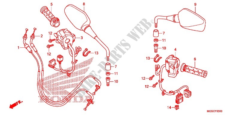 COMMODO   CABLE   RETROVISEUR pour Honda INTEGRA 700 de 2012