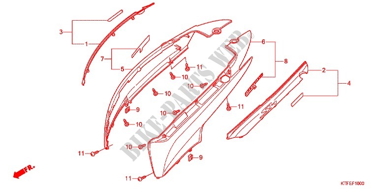 CARENAGE ARRIERE pour Honda SH 125 TOP BOX BRONZE de 2012