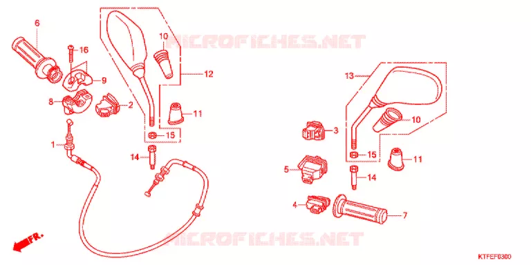 COMMODO - CABLE - RETROVISEUR Honda SCOOTER 150 SH 2012  SH150C