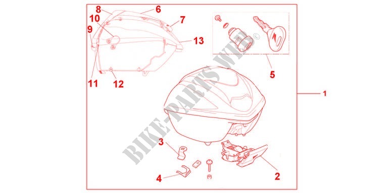 TOP CASE 35L MOONDUST SILVER MET pour Honda SH 300 de 2012