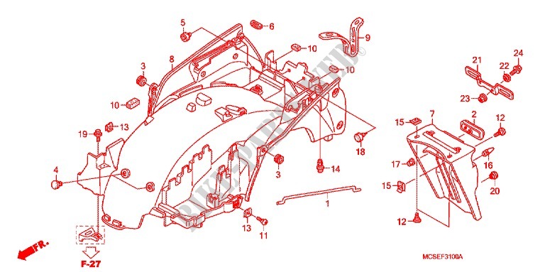 GARDE BOUE ARRIERE pour Honda ST 1300 ABS de 2012