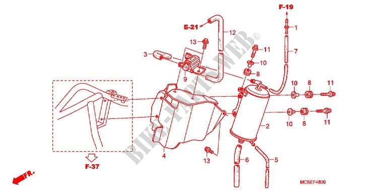 RESERVOIR DE RECYCLAGE DES GAZ pour Honda ST 1300 ABS de 2012