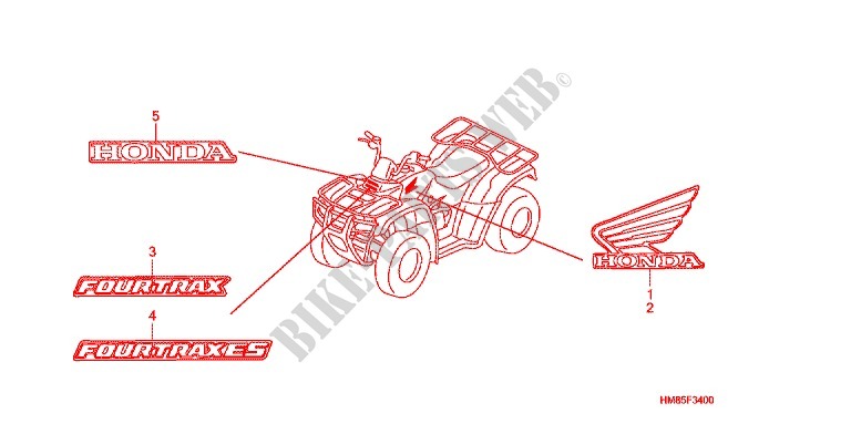 AUTOCOLLANTS pour Honda TRX 250 FOURTRAX RECON Standard de 2012