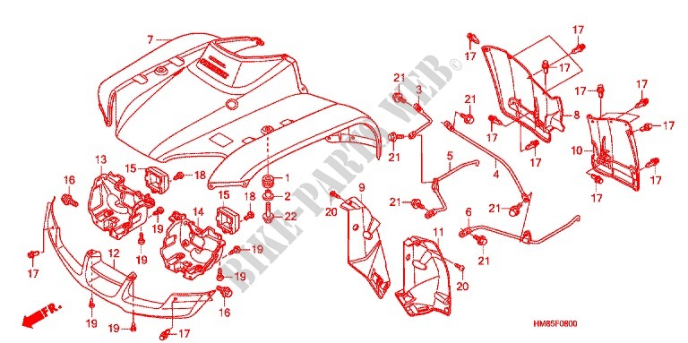 GARDE BOUE AVANT pour Honda TRX 250 FOURTRAX RECON Standard de 2012