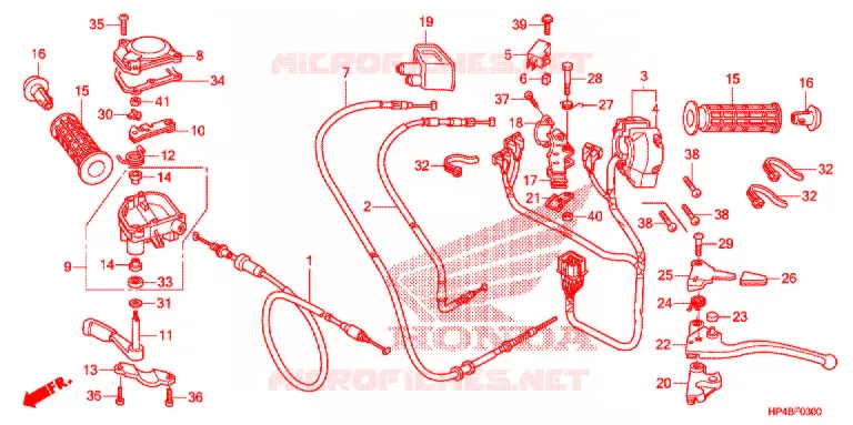 LEVIER DE GUIDON - CABLE - COMMODO Honda ATV 420 FOURTRAX 2012  TRX420FEC