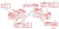 ETIQUETTE DE PRECAUTIONS pour Honda FOURTRAX 500 FOREMAN RUBICON Power Steering de 2012
