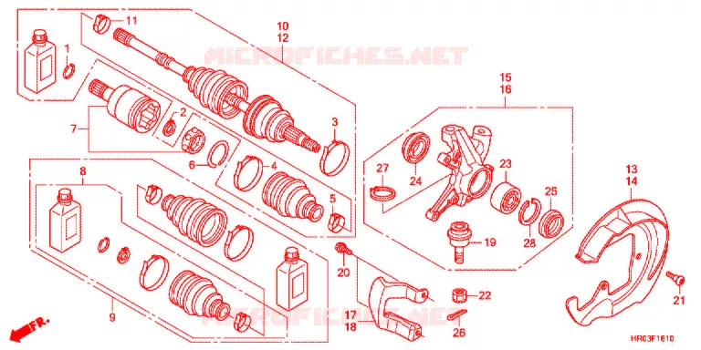 ARBRE DE ROUE AVANT Honda ATV 500 FOURTRAX 2012  TRX500FPMC