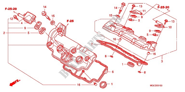 COUVRE CULASSE pour Honda VFR 1200 F de 2012