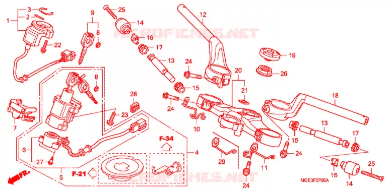 GUIDON - TE DE FOURCHE Honda MOTO 1200 VFR 2012  VFR1200FDC
