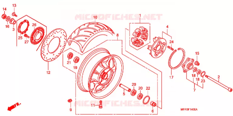 ROUE ARRIERE Honda MOTO 1300 VT 2012  VT1300CXAC