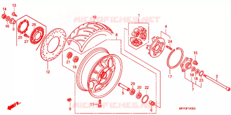ROUE ARRIERE Honda MOTO 1300 VT 2012  VT1300CXAC