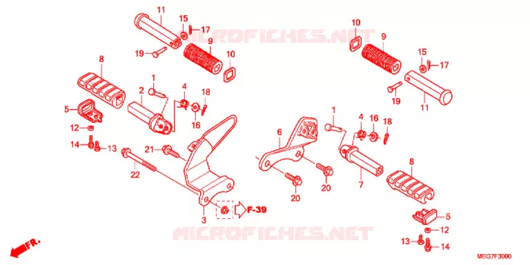 REPOSE PIED (VT750C2B/C2S/CS-E,ED,3E,2ED/C/CA) Honda MOTO 750 SHADOW 2012  VT750C2BC