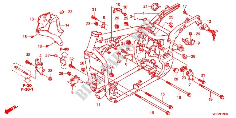 CADRE (VT750C2B/C2S/CS/C/CA) pour Honda SHADOW VT 750 AERO ABS de 2012