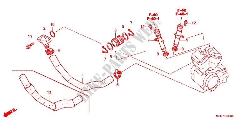 DURITE DE REFROIDISSEMENT pour Honda VT 750 S de 2012