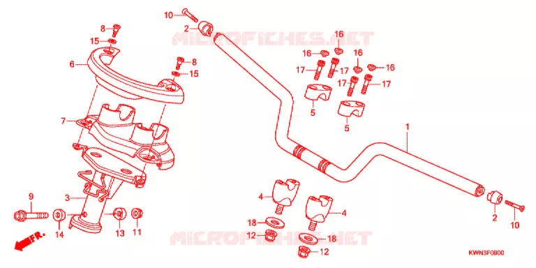 GUIDON - CARENAGE Honda SCOOTER 125 PCX 2013  WW125EX2C