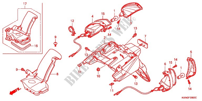 GARDE BOUE ARRIERE   CLIGNOTANT ARRIERE pour Honda PCX 125 SPECIAL EDITION de 2012