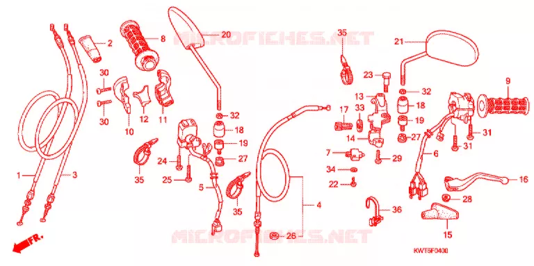 LEVIER DE GUIDON - CABLE - COMMODO Honda MOTO 300 XR 2012  XRE300C