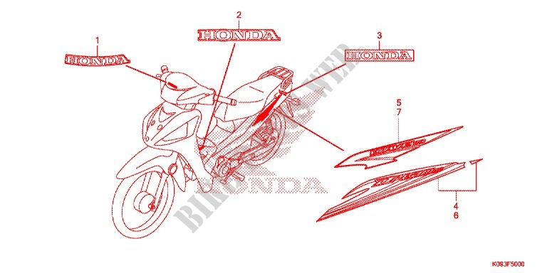 AUTOCOLLANTS pour Honda WAVE 110 3DK de 2013
