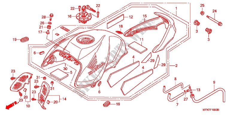 RESERVOIR A CARBURANT pour Honda CB 1000 R ABS BLANCHE de 2012