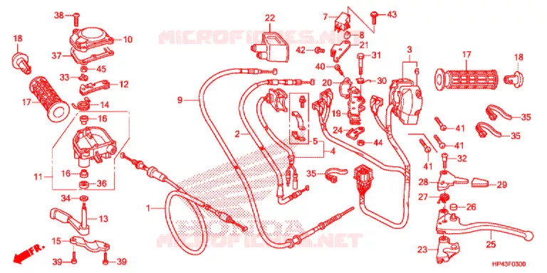 LEVIER DE GUIDON - CABLE - COMMODO Honda ATV 420 FOURTRAX 2013  TRX420FMD