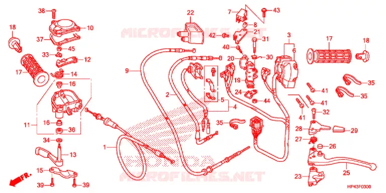 LEVIER DE GUIDON - CABLE - COMMODO Honda ATV 420 FOURTRAX 2013  TRX420FMD
