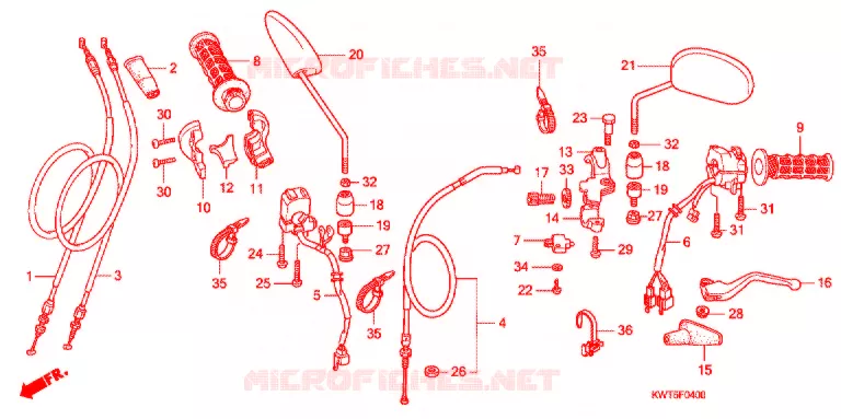 LEVIER DE GUIDON - CABLE - COMMODO Honda MOTO 300 XR 2012  XRE300B