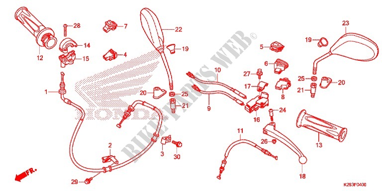 LEVIER DE GUIDON   CABLE   COMMODO pour Honda SH MODE 125 FSH de 2014