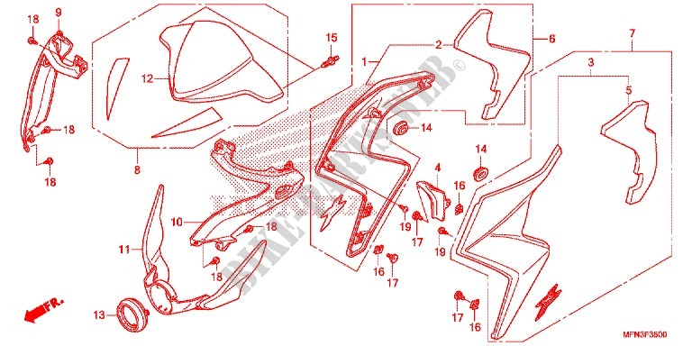 TETE DE FOURCHE pour Honda CB 1000 R ABS de 2013