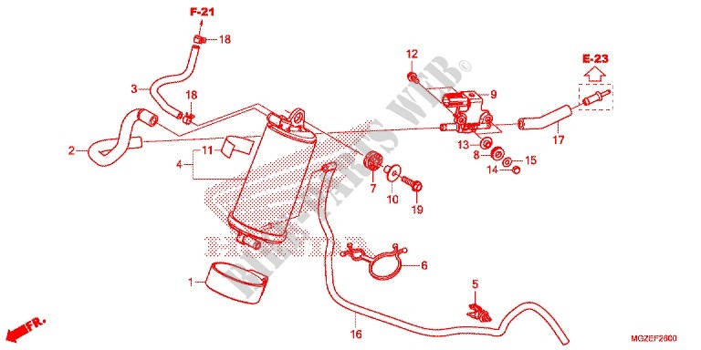 SYSTÈME DE RECYCLAGE DES GAZ pour Honda CB 500F BLACK de 2014